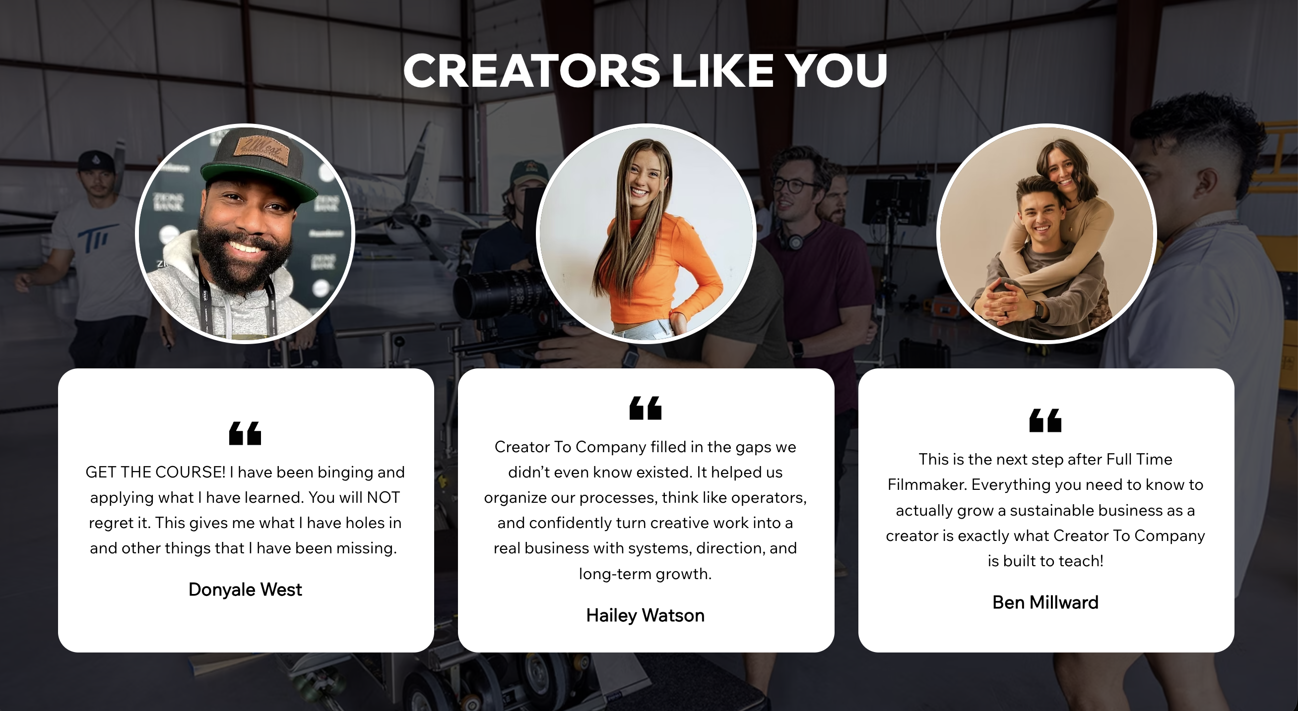Creators Like You - Testimonials